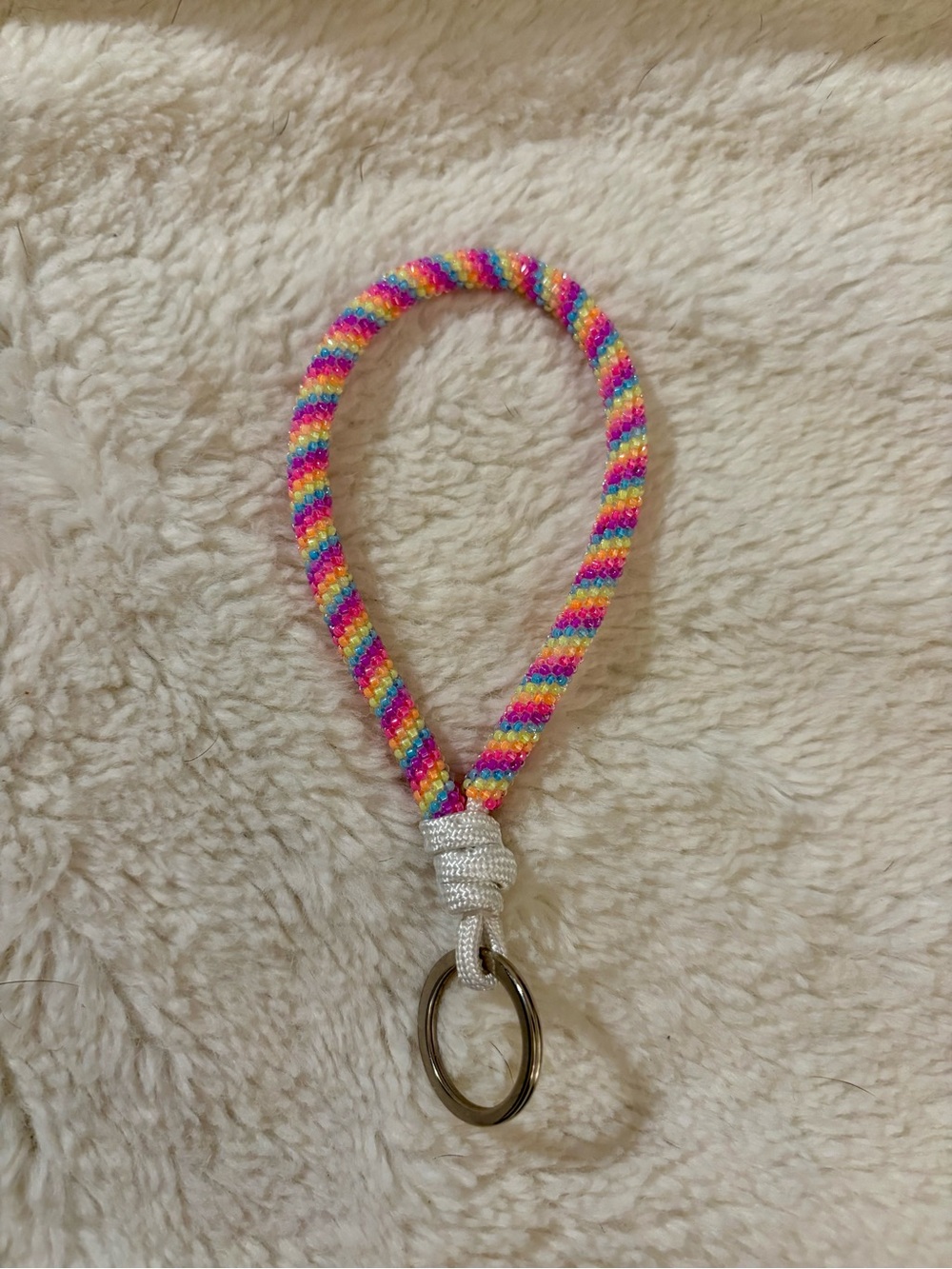 Multicolor Braided Wrist Keyring - Rainbow Loop